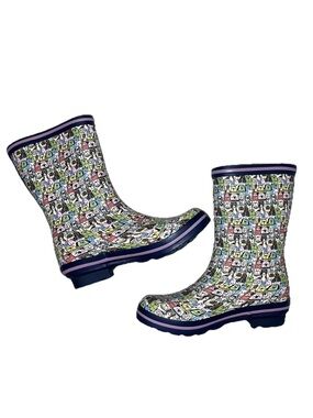 Skechers BOBS Women’s Dog Print Rubber Rain Boots Sz 7